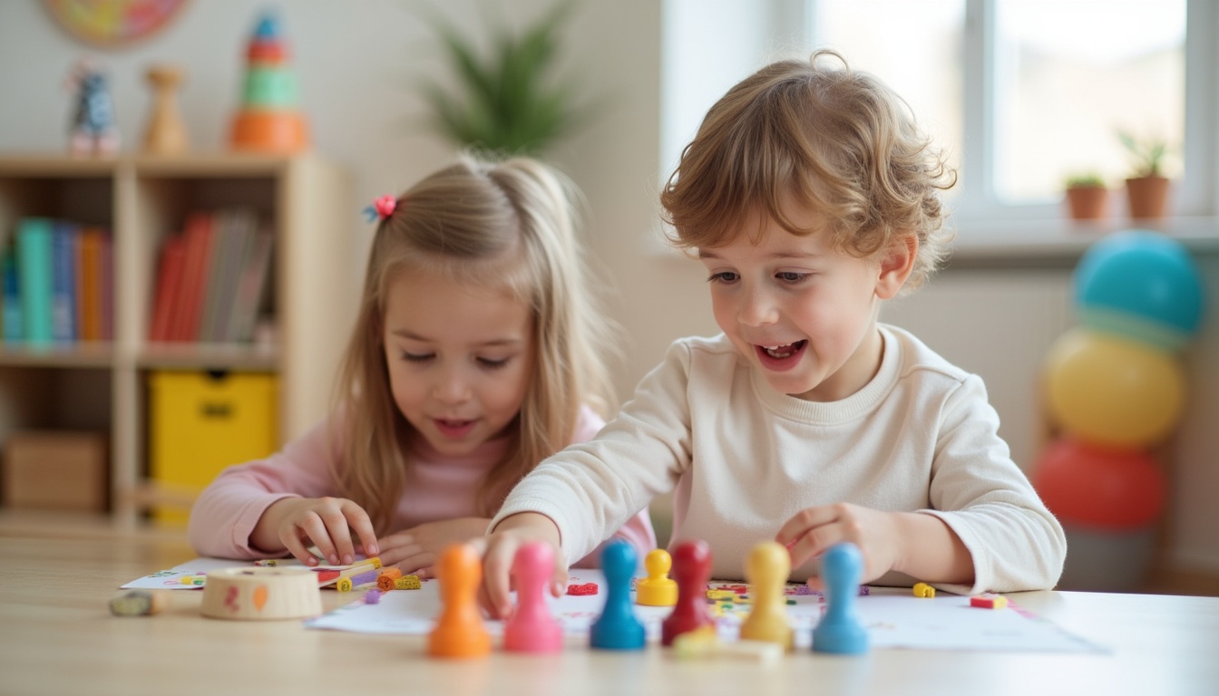 Copii fericiți într-o clasă Montessori din Cluj, explorând materiale didactice și învățând prin joc.