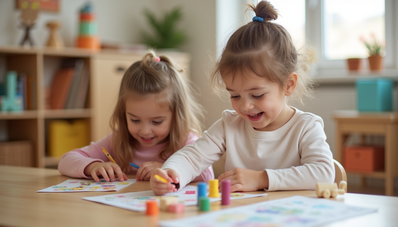 Copii fericiti invatand in gradinita Montessori Ploiesti